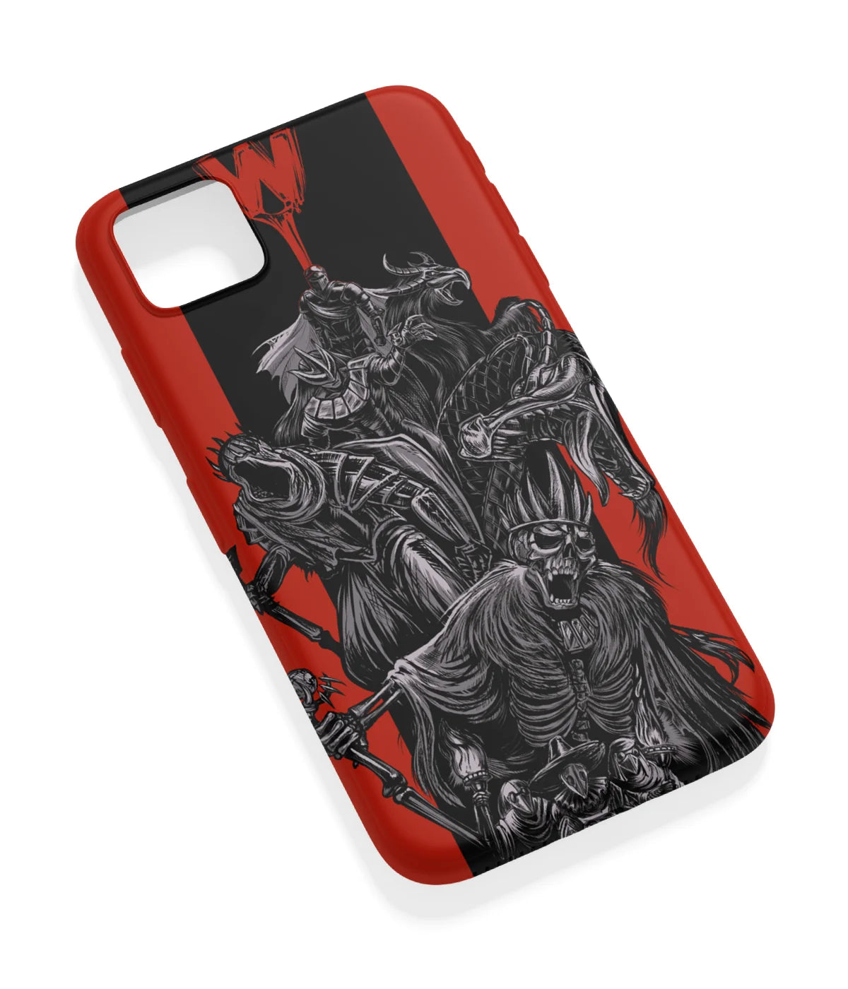 An angled view of a soft silicone case featuring a vibrant design.