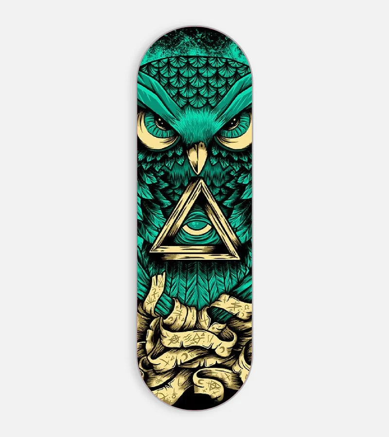 Mobile phone grip slider with a colorful design on a white background