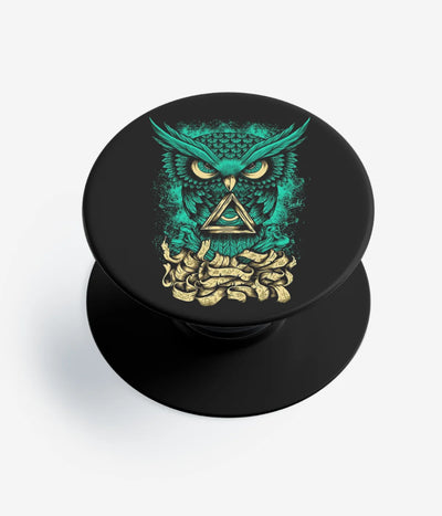 A top-down view of a phone grip holder on a clean white background