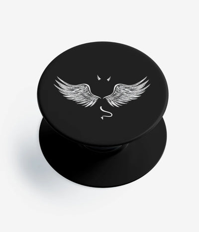 A top-down view of a phone grip holder on a clean white background