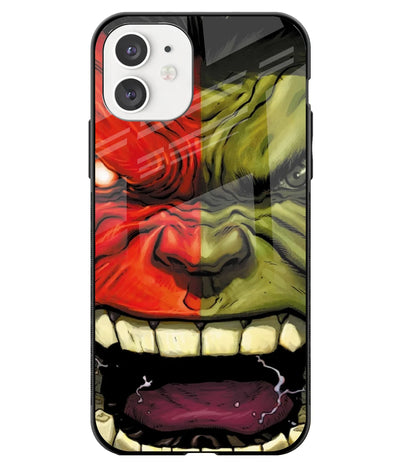 A front-on view of a glass phone case with a colorful design.