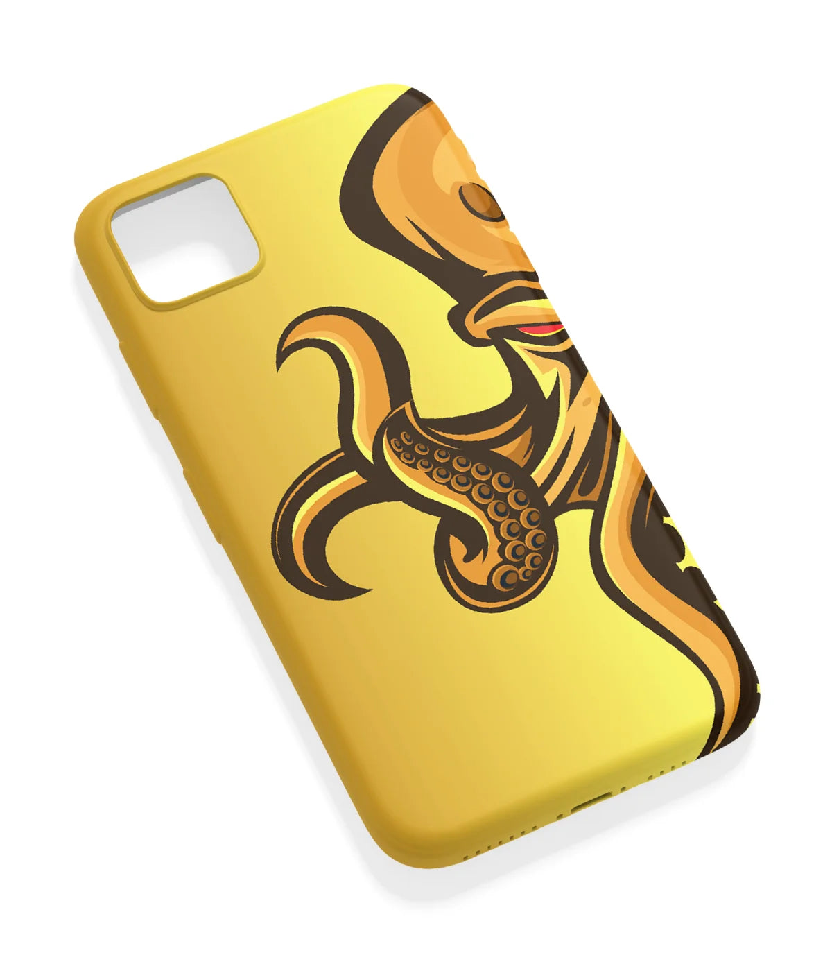 An angled view of a soft silicone case featuring a vibrant design.