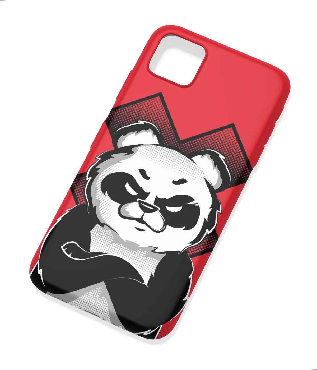 An angled view of a soft silicone case featuring a colorful design.