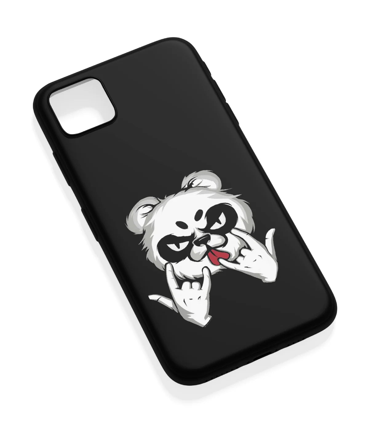 An angled view of a soft silicone case featuring a vibrant design.