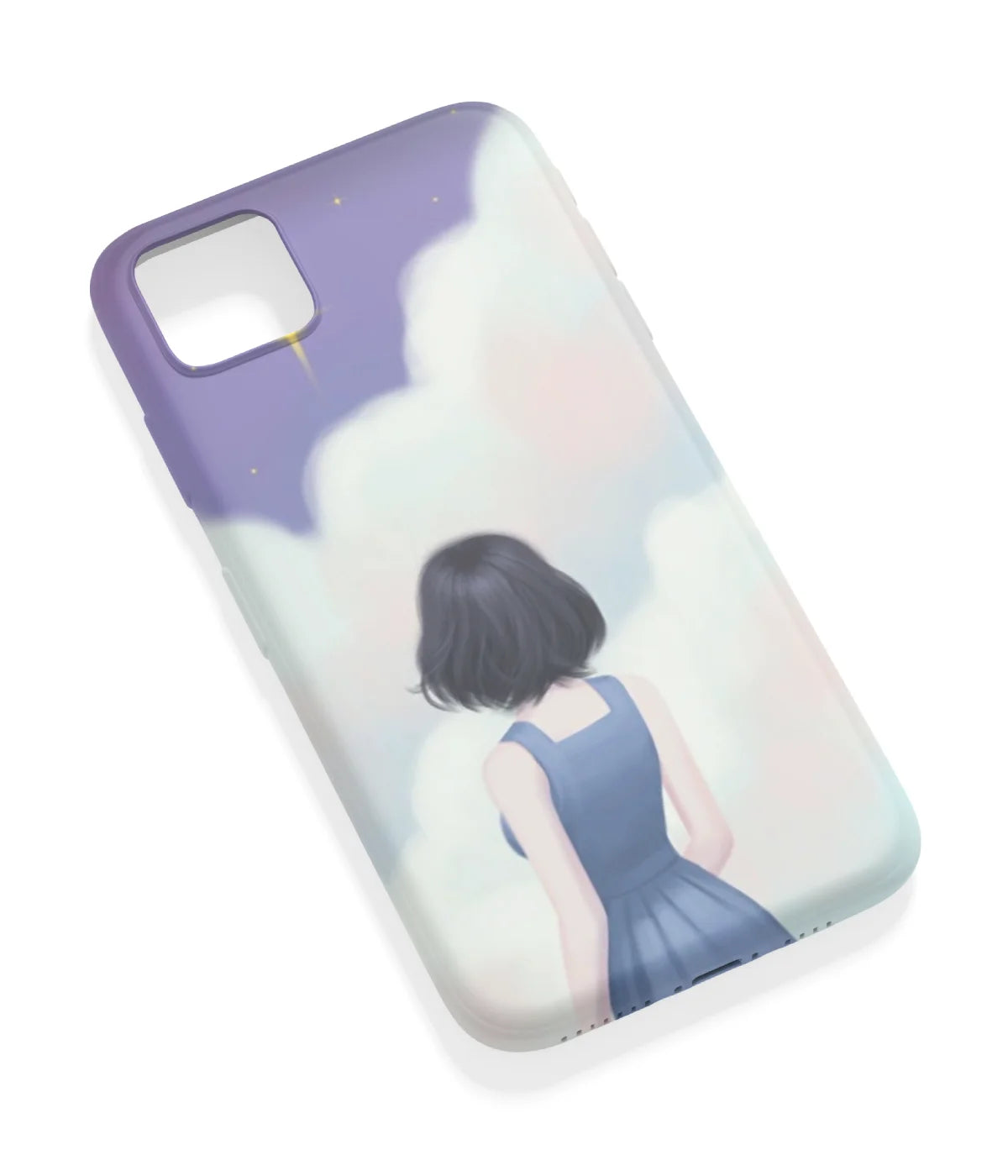 An angled view of a soft silicone case featuring a vibrant design.
