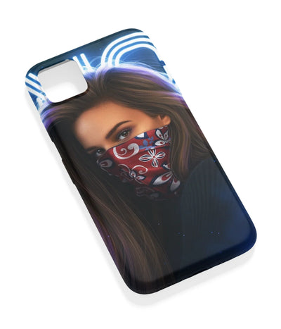 An angled view of a soft silicone case featuring a vibrant design.