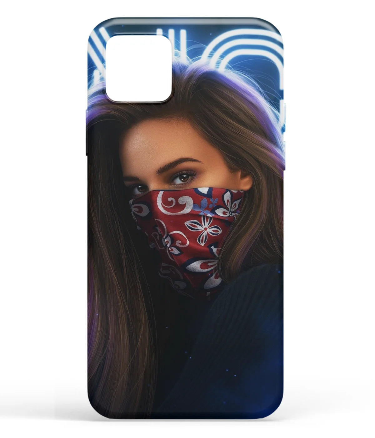 A front-on view of soft silicone phone case with a colorful design.