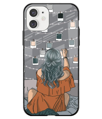 A front-on view of a glass phone case with a colorful design.