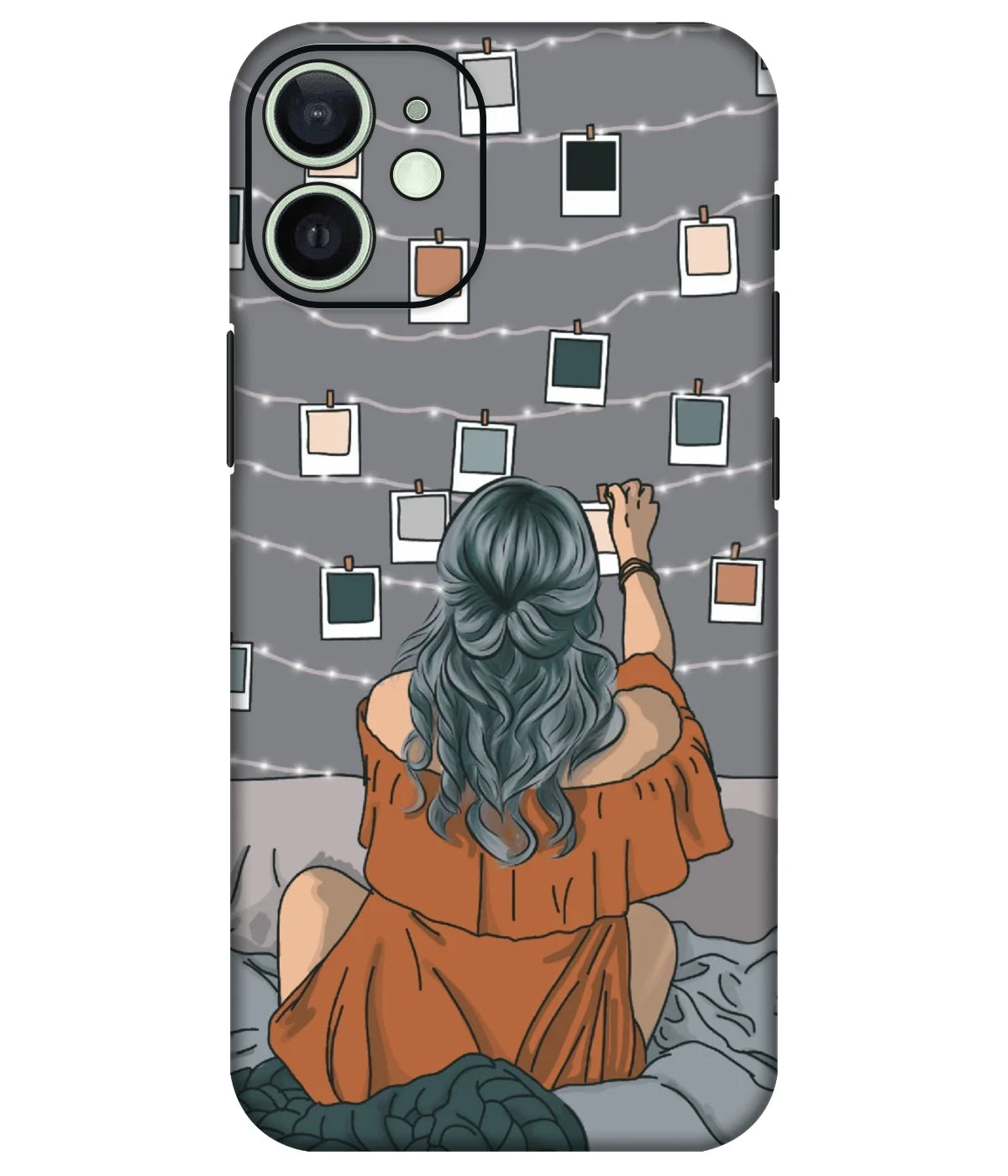 Image of a phone case featuring a mobile skin with a graphic design.