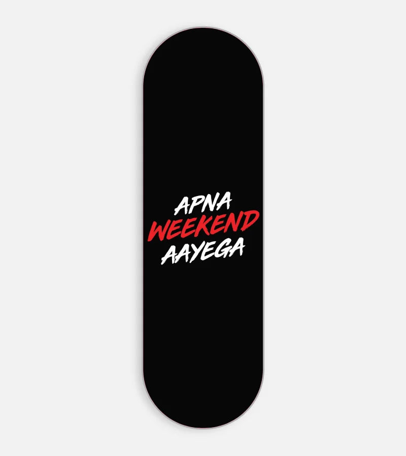 Mobile phone grip slider with a colorful design on a white background