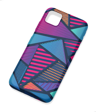 An angled view of a soft silicone case featuring a colorful design.