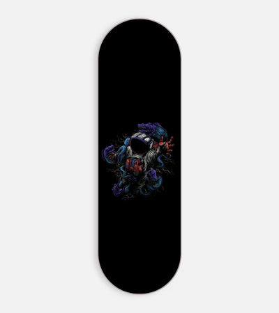 Mobile phone grip slider with a colorful design on a white background