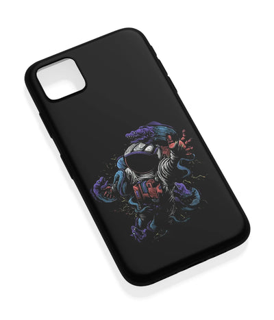 An angled view of a soft silicone case featuring a vibrant design.