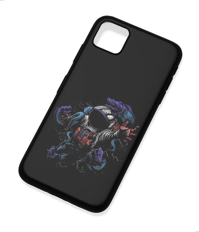 An angled view of a soft silicone case featuring a colorful design.