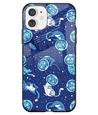 A front-on view of a glass phone case with a colorful design.