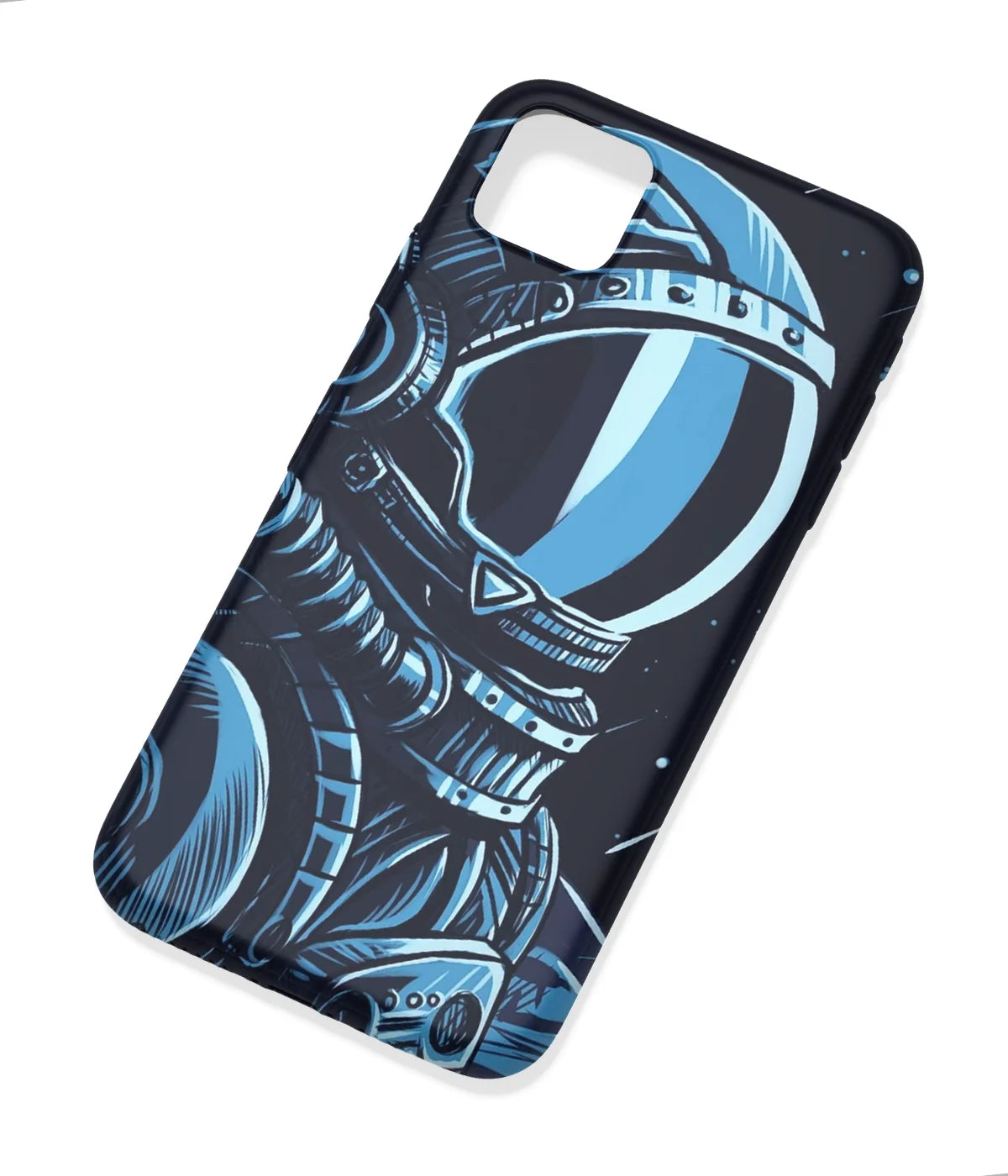 An angled view of a soft silicone case featuring a colorful design.