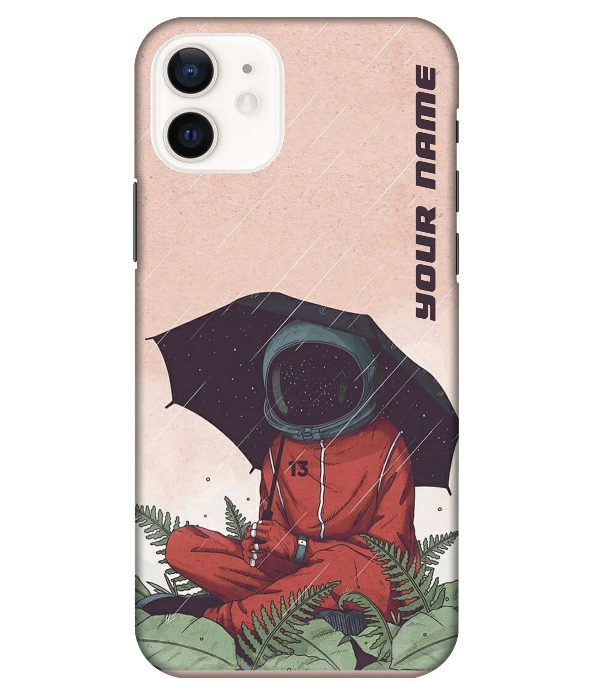 A product shot of a slim hard case with a customizable name.