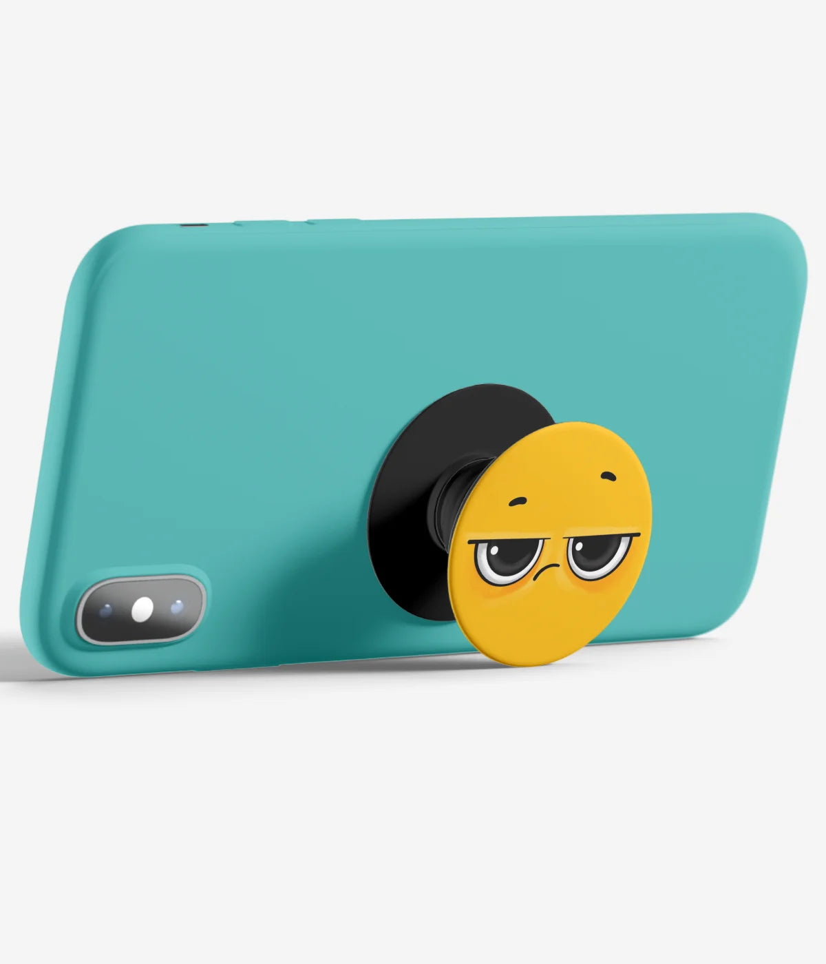 An image demonstrating how to use the phone grip as a stand to hold a mobile phone in landscape mode for hands-free viewing