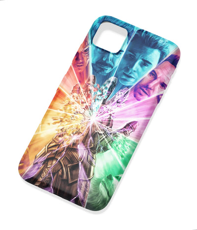 An angled view of a soft silicone case featuring a colorful design.