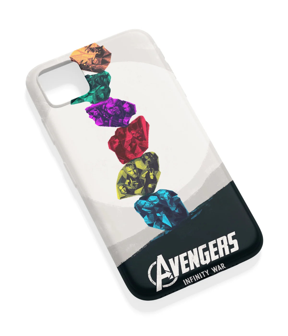 An angled view of a soft silicone case featuring a vibrant design.