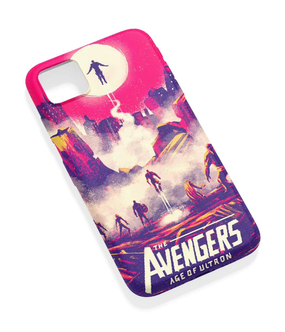 An angled view of a soft silicone case featuring a vibrant design.