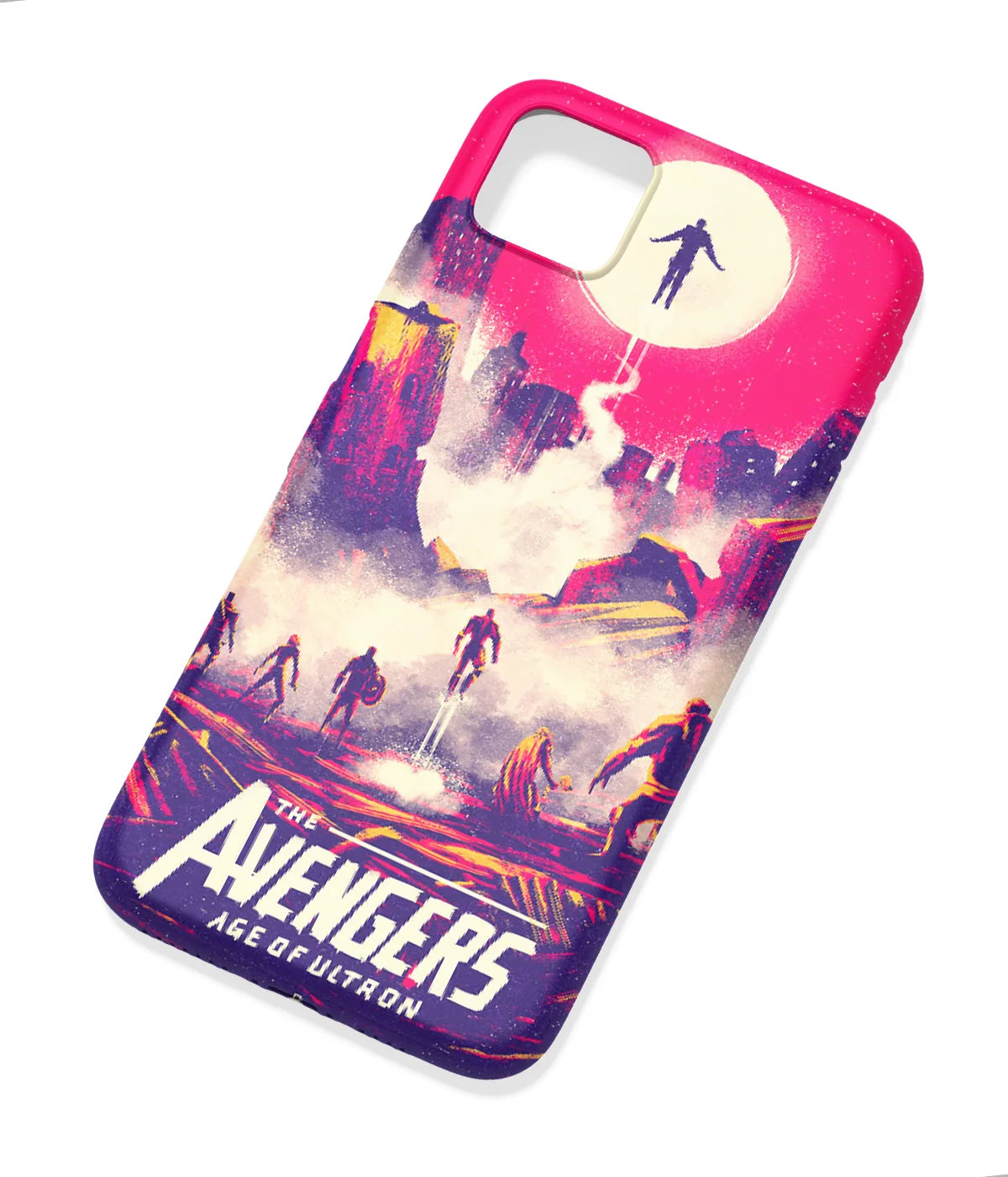 An angled view of a soft silicone case featuring a colorful design.