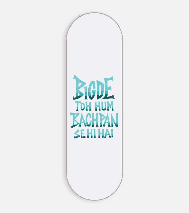 Mobile phone grip slider with a colorful design on a white background