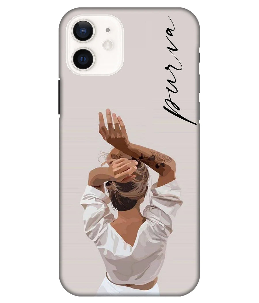 Back Pose Girl Slim Hard Custom Name Case