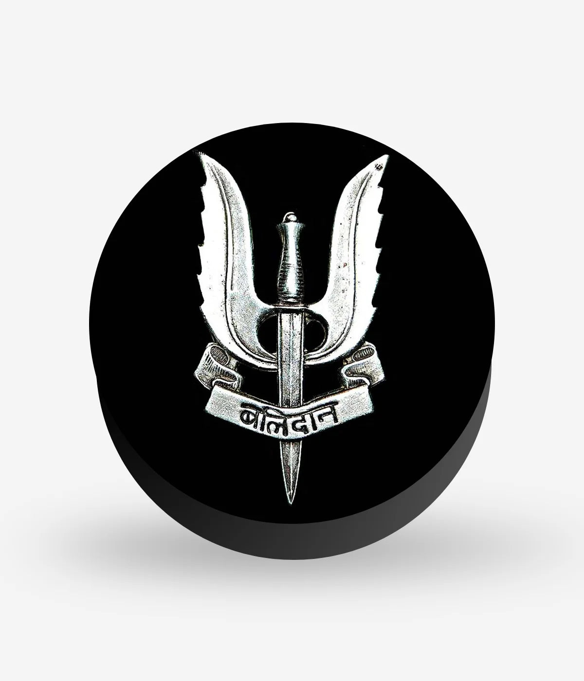 Mobile phone grip with a colorful design on a white background