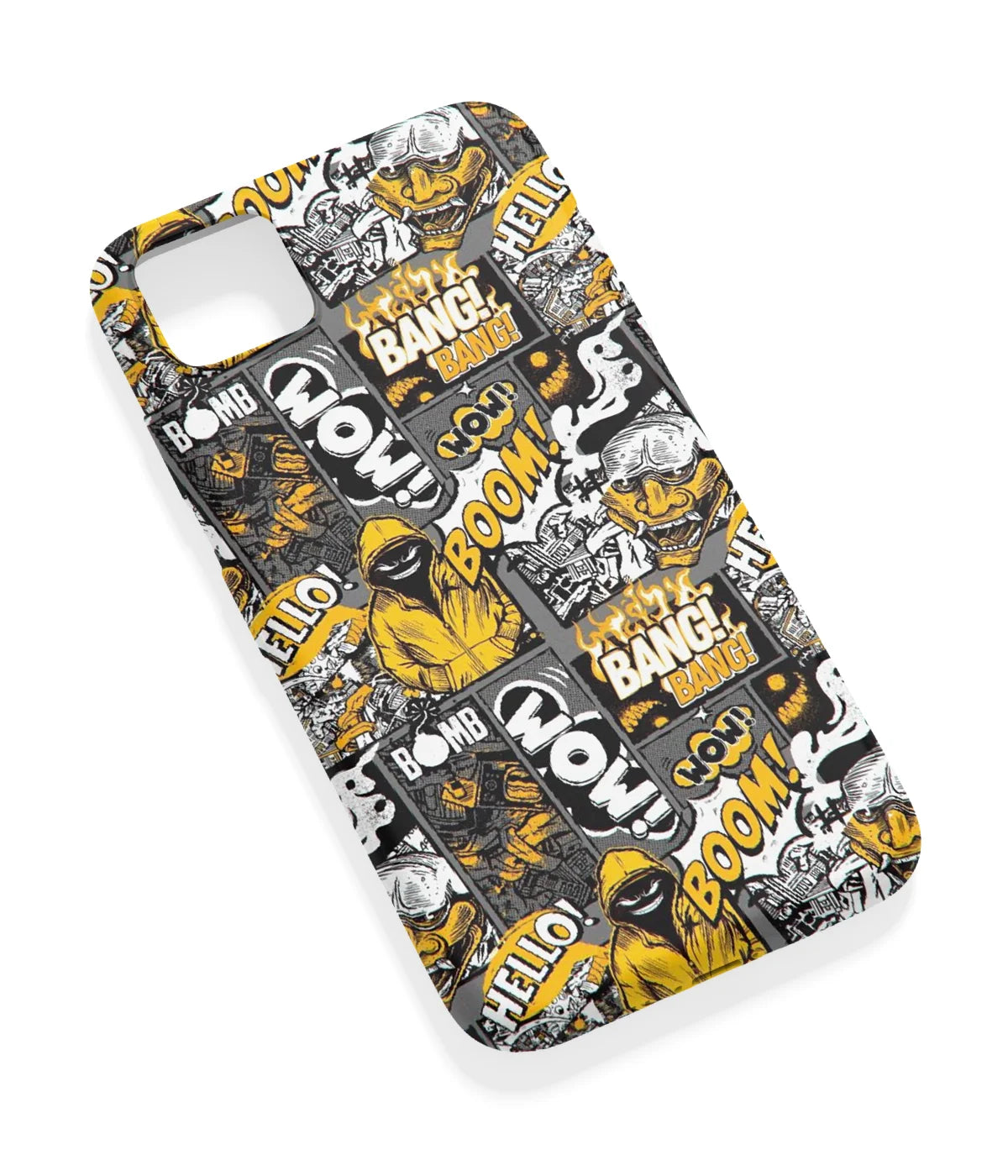 An angled view of a soft silicone case featuring a vibrant design.