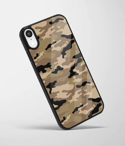 An angled view of a glass phone case featuring a vibrant design.