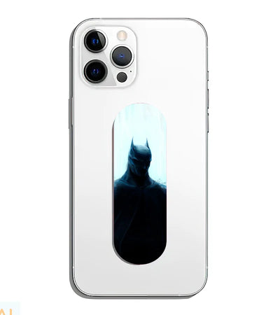 A phone grip slider applied to the back of a smartphone.