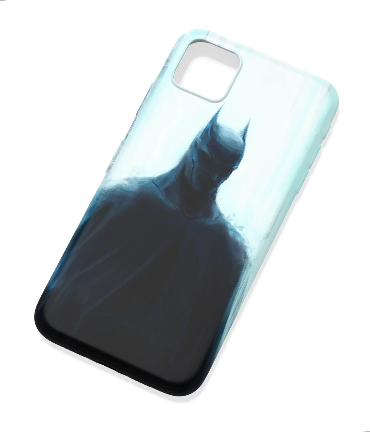 An angled view of a soft silicone case featuring a colorful design.
