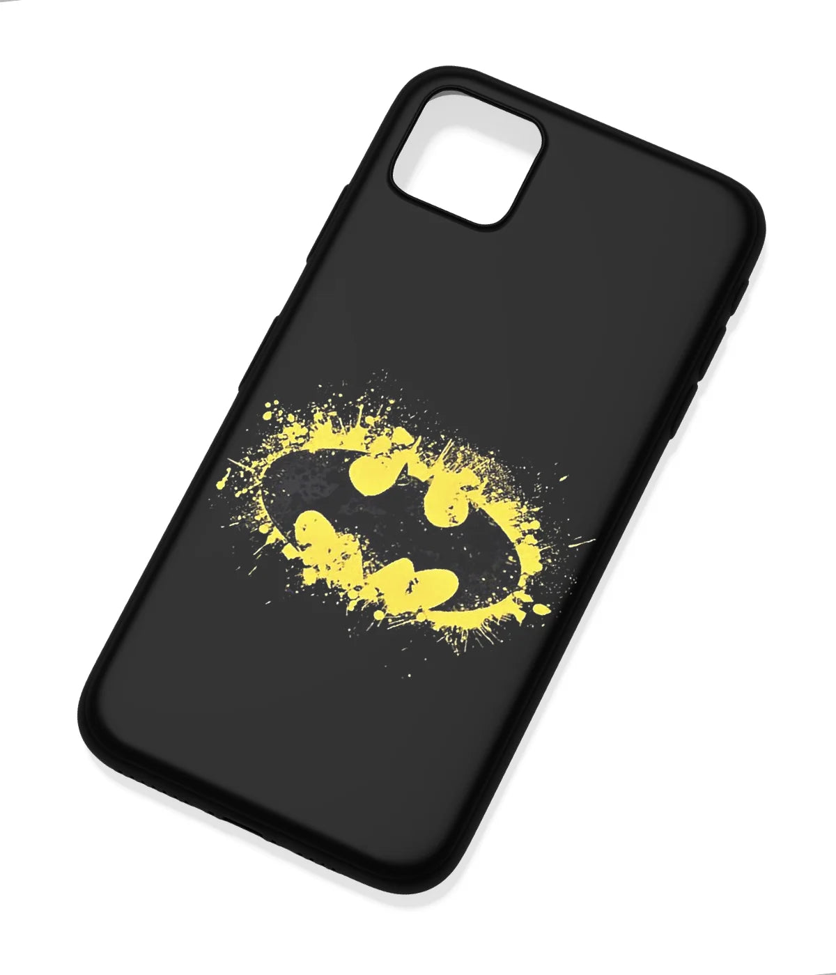 An angled view of a soft silicone case featuring a colorful design.