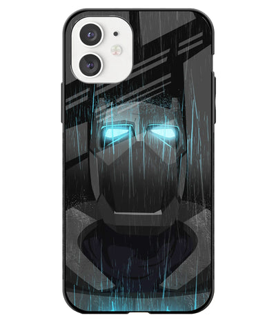 A front-on view of a glass phone case with a colorful design.