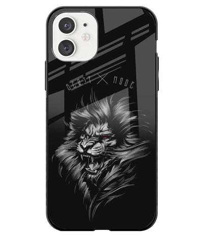 A front-on view of a glass phone case with a colorful design.