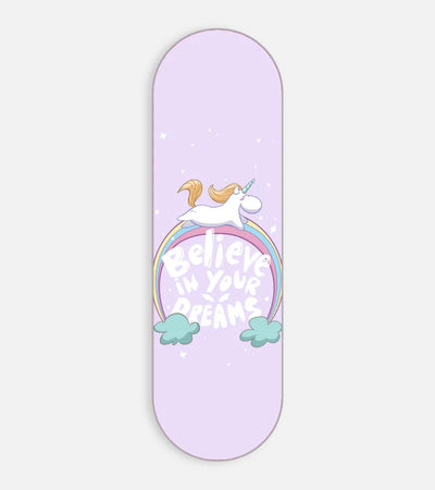 Mobile phone grip slider with a colorful design on a white background