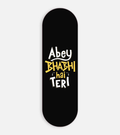 Mobile phone grip slider with a colorful design on a white background