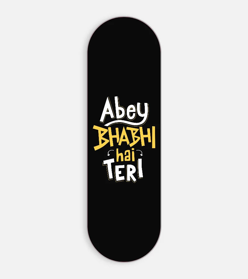 Mobile phone grip slider with a colorful design on a white background