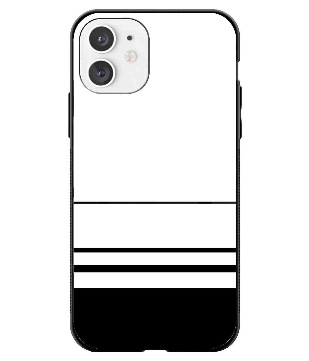 A front-on view of a glass phone case with a colorful design.
