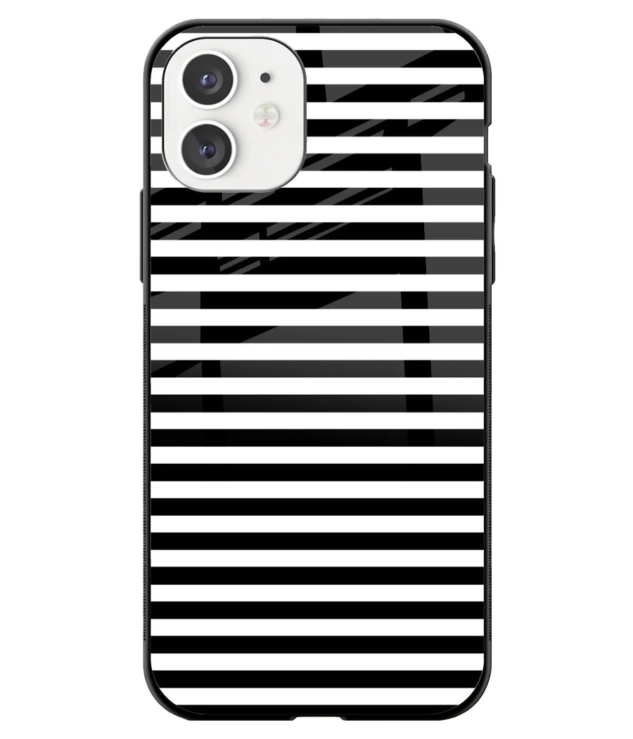 Black And White Stripes Glass Case