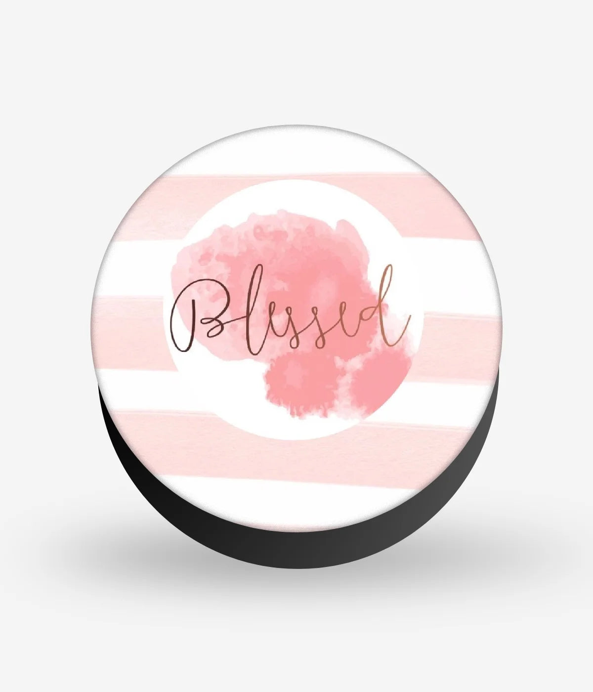 Mobile phone grip with a colorful design on a white background