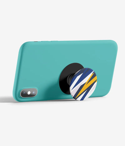 An image demonstrating how to use the phone grip as a stand to hold a mobile phone in landscape mode for hands-free viewing