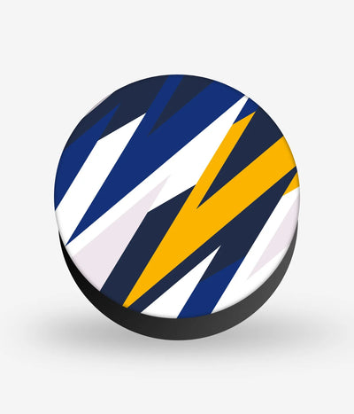 Mobile phone grip with a colorful design on a white background