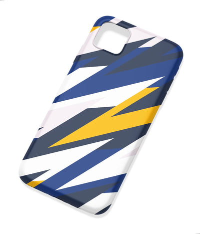 An angled view of a soft silicone case featuring a colorful design.
