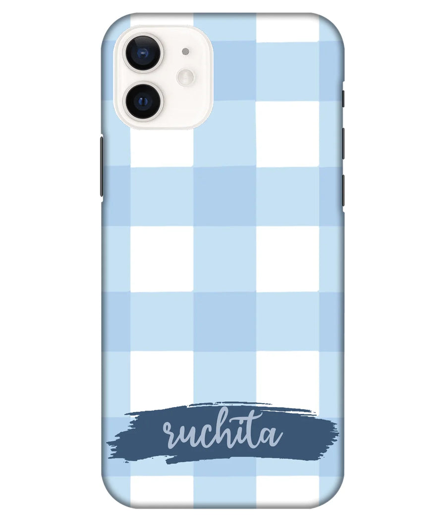 Blue Checks Pattern Slim Hard Custom Name Case