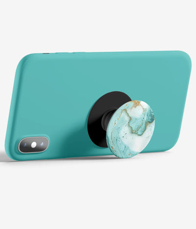 An image demonstrating how to use the phone grip as a stand to hold a mobile phone in landscape mode for hands-free viewing