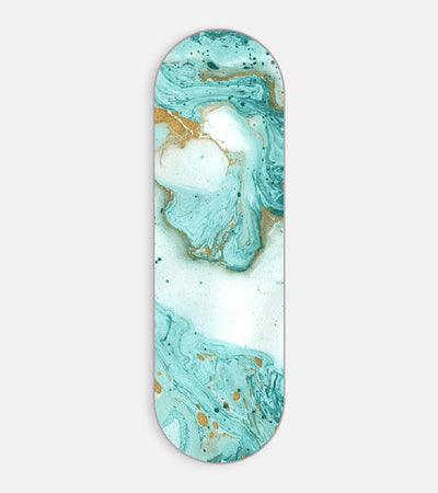 Mobile phone grip slider with a colorful design on a white background