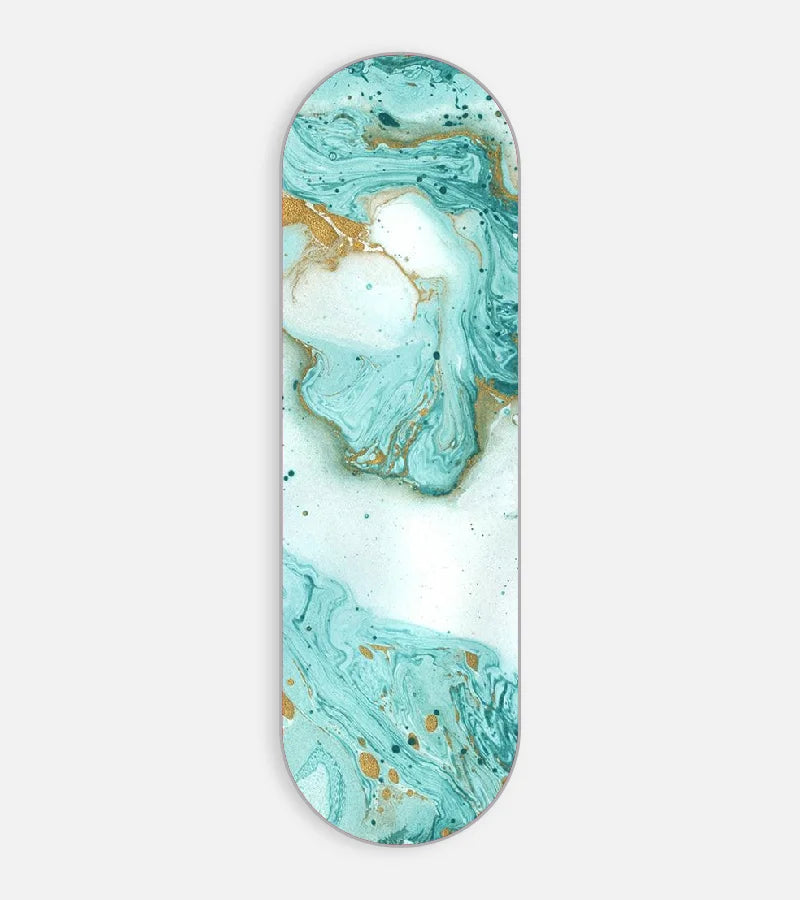 Mobile phone grip slider with a colorful design on a white background