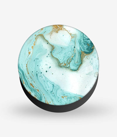 Mobile phone grip with a colorful design on a white background